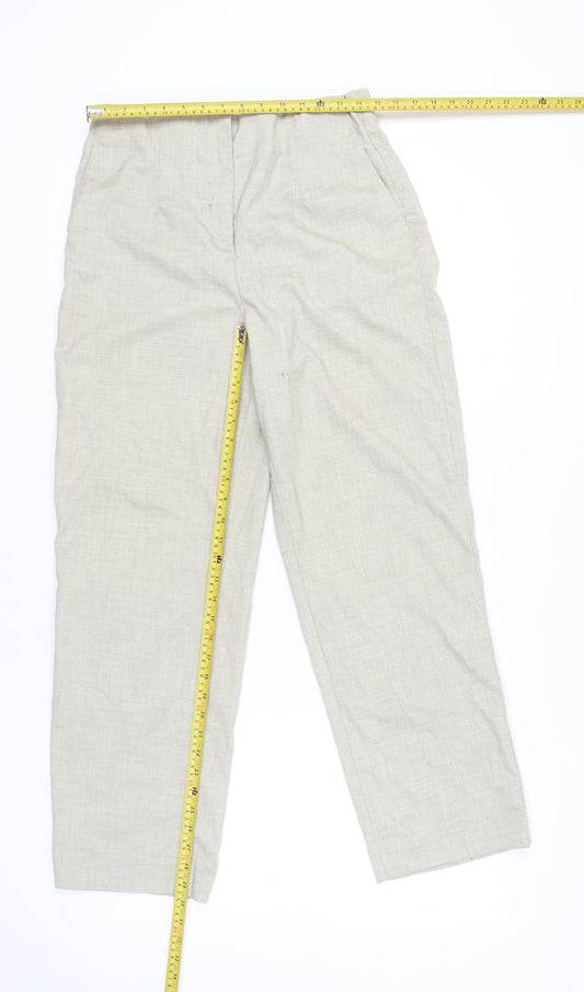 H&M Women’s Beige Straight Leg Trousers Size 16 Mid Rise Casual Workwear