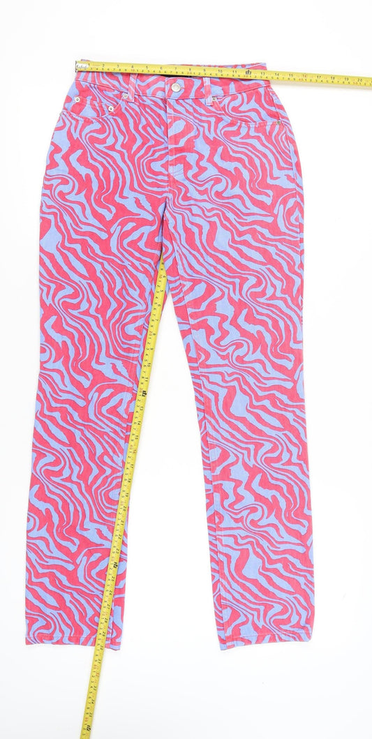 ASOS DESIGN Women’s Multicoloured Animal Print Straight Jeans Size 8