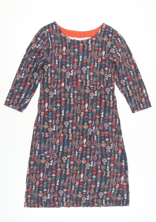 Weird Fish Women's Multicoloured Floral Shift Dress Size 10