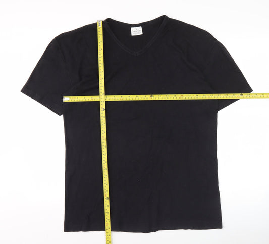 Calvin Klein Men's Black Cotton V-Neck T-Shirt XL Regular Fit