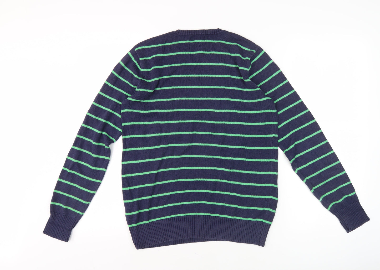 Ralph Lauren Women's Blue Striped Cotton Crew Neck Jumper Size 20