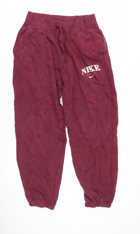 Nike Men's Red Fleece Jogger Trousers Size S Regular Fit Autumn Winter