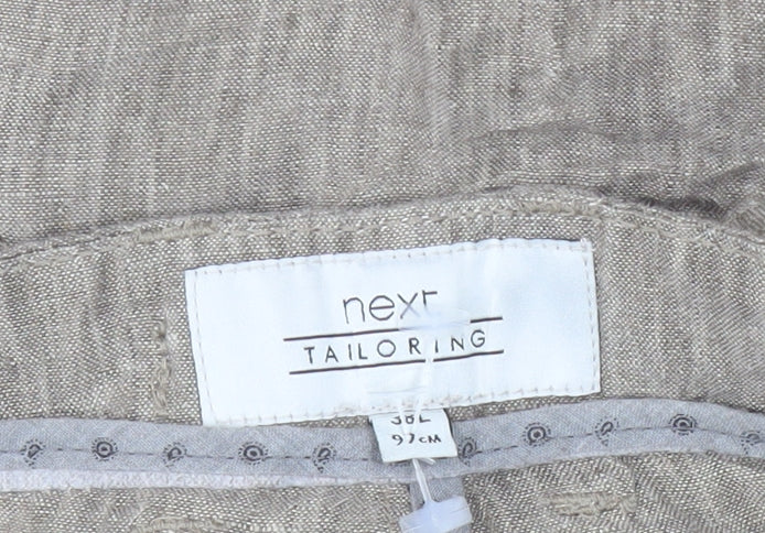 Next Women’s Beige Linen Chino Trousers L 38in Leg Summer Casual