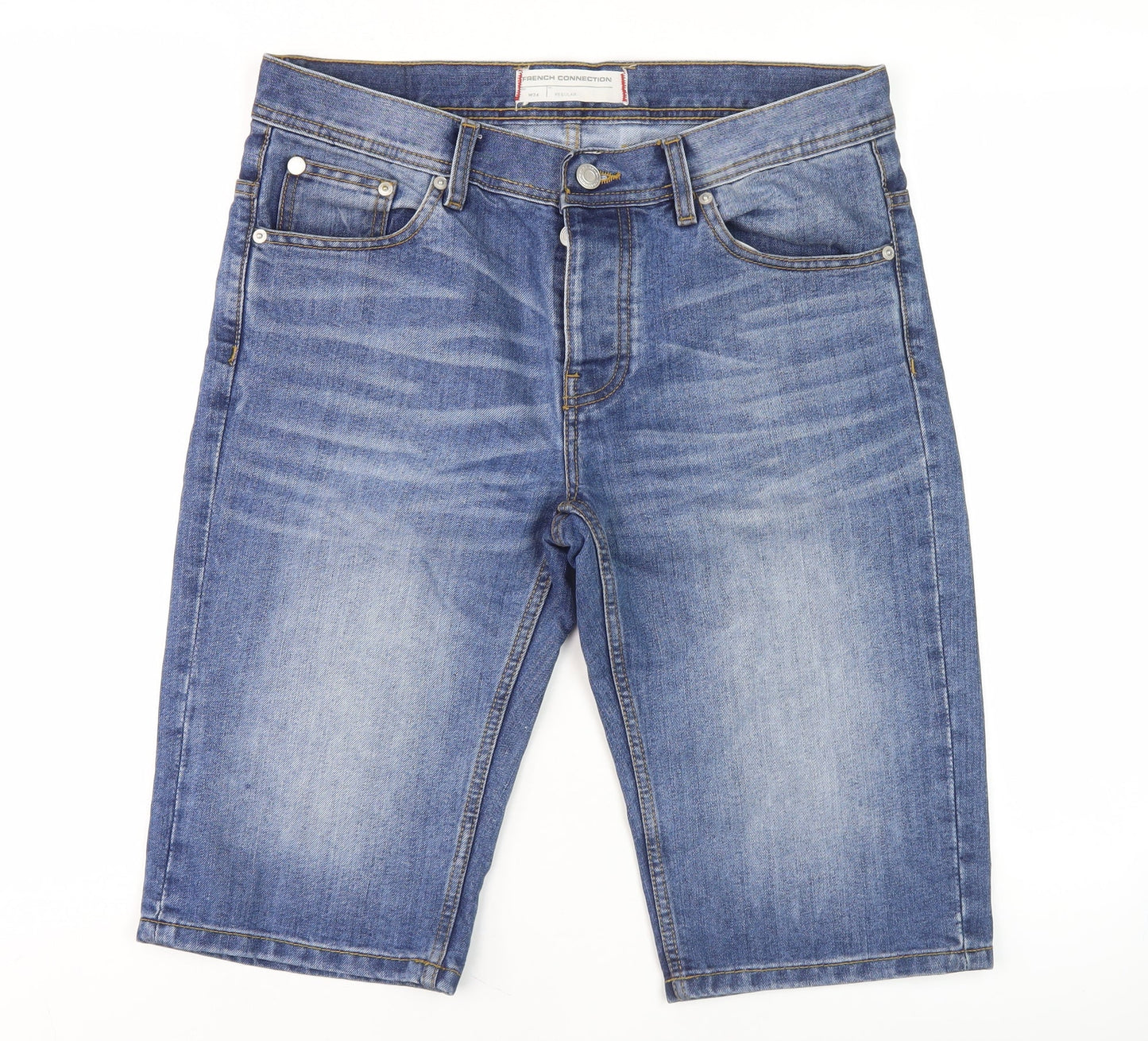 French Connection Men's Blue Denim Bermuda Shorts Size 34 Regular