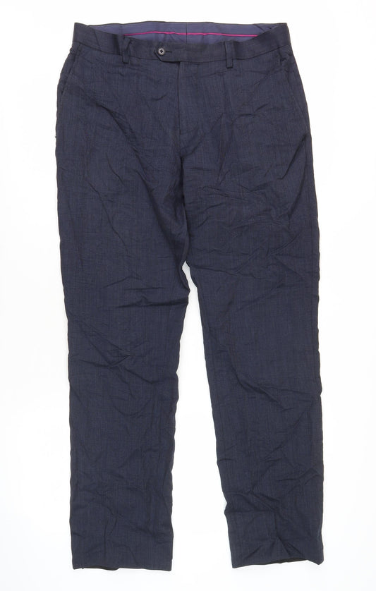 Charles Tyrwhitt Men's Blue Wool Slim Fit Dress Pants 32U Formal