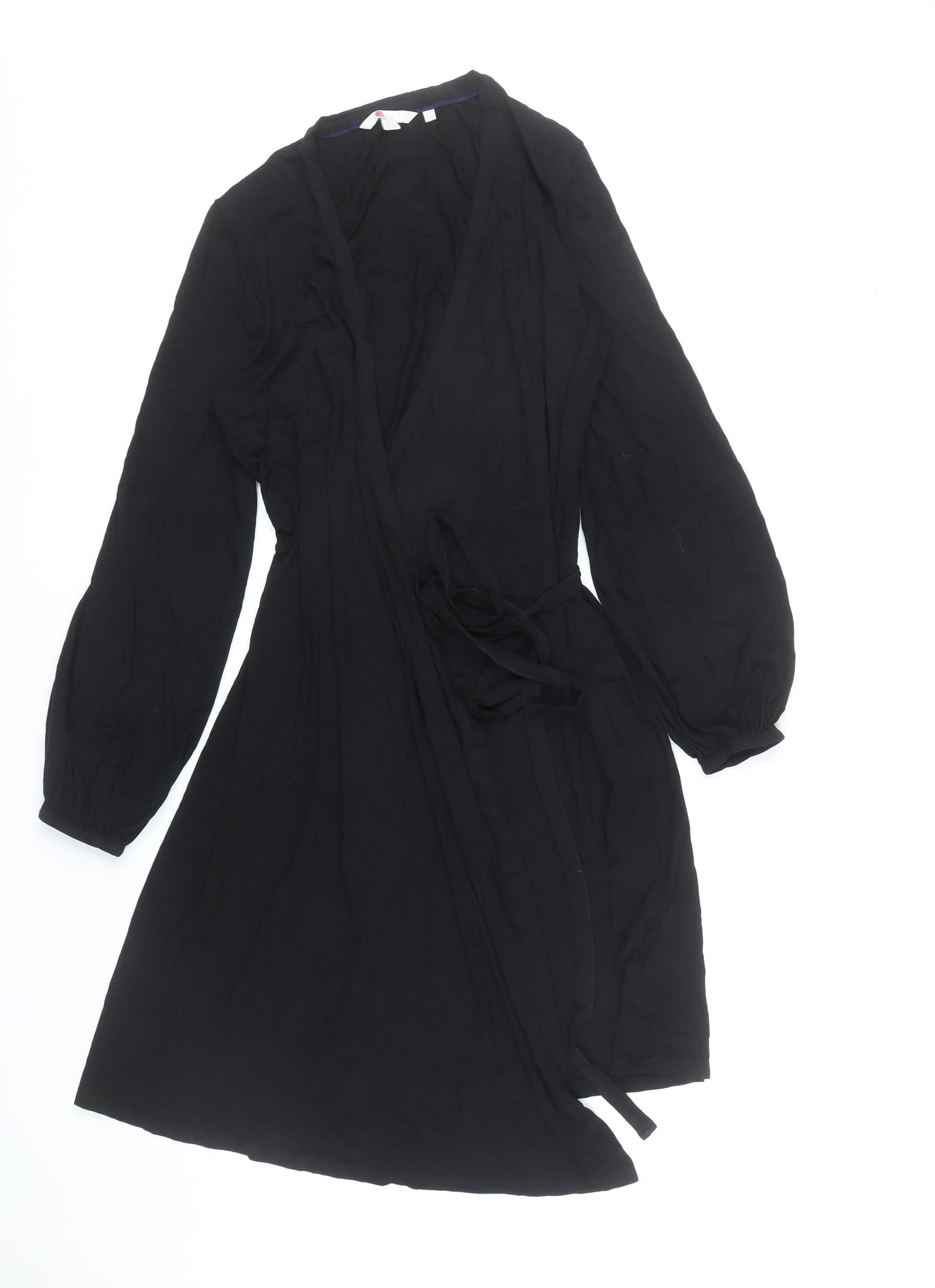 Boden Women’s Black Knee Length Wrap Dress Size 16 Viscose Stretch