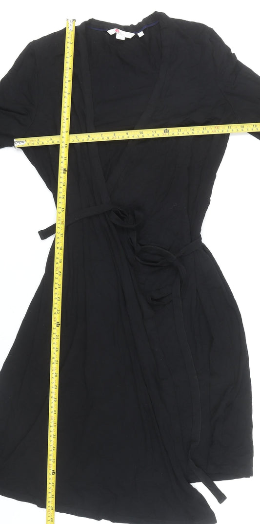 Boden Women’s Black Knee Length Wrap Dress Size 16 Viscose Stretch