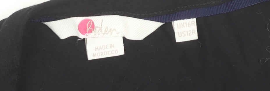 Boden Women’s Black Knee Length Wrap Dress Size 16 Viscose Stretch