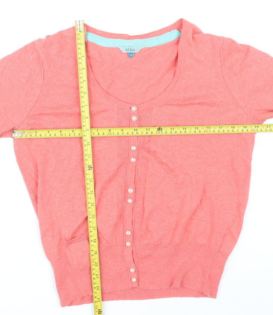 Fat Face Women's Pink Size 16 Cardigan 3/4 Sleeve Cotton Wool