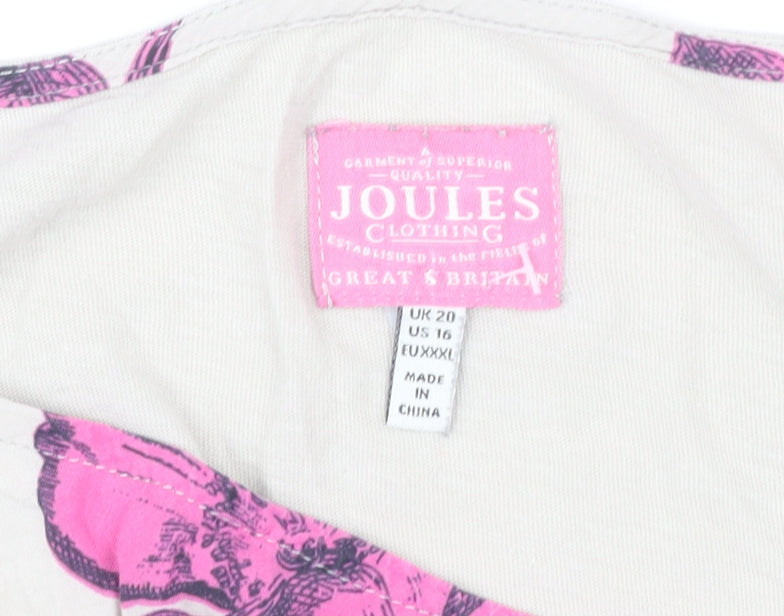 Joules Women's White Floral Long Sleeve Scoop Neck T-Shirt Size 20