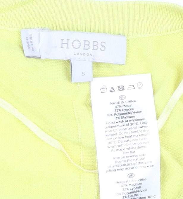 Hobbs Women’s Yellow Cardigan S Knit 3/4 Sleeve Lightweight Spring