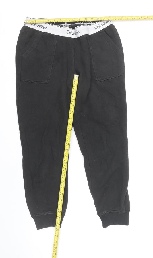 Calvin Klein Women's Black Jogger Trousers M Cotton Elastane