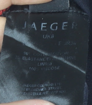Jaeger Women’s Blue Chino Trousers Size 8 Slim Fit Mid Rise Twill