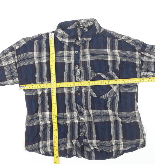 The Roadster Life Co. Boys Blue Plaid Long Sleeve Button-Up Shirt S