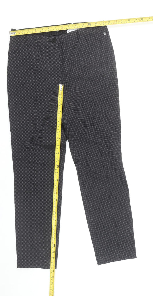 Atelier Gardeur Women's Black Geometric Slim Trousers Size 8