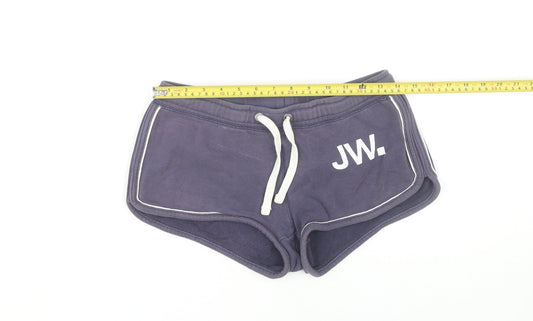Jack Wills Womens Blue Cotton Hot Pants Shorts Size 6 Low Rise