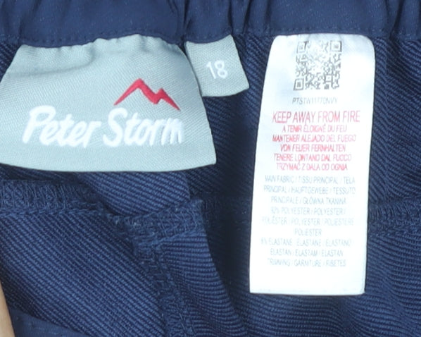 Peter Storm Womens Blue Size 18 Straight Leg Elastic Waist Trousers