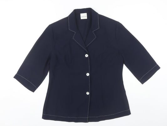 Eastex Women's Navy Blue Size 10 Button-Up 3/4 Sleeve Top