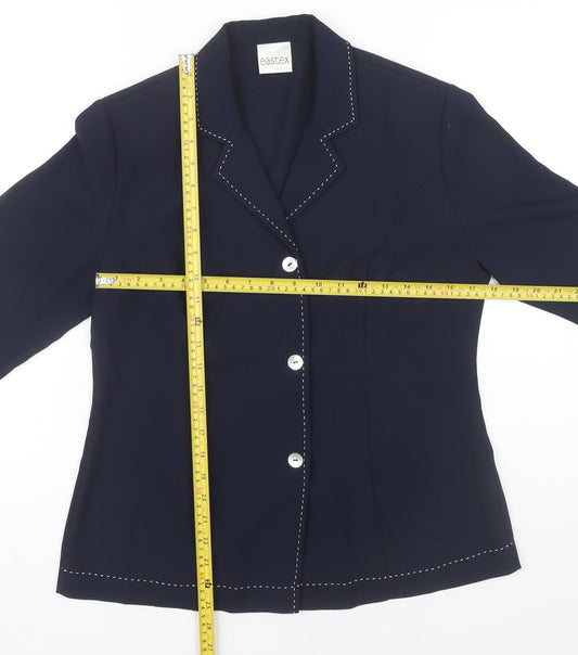 Eastex Women's Navy Blue Size 10 Button-Up 3/4 Sleeve Top