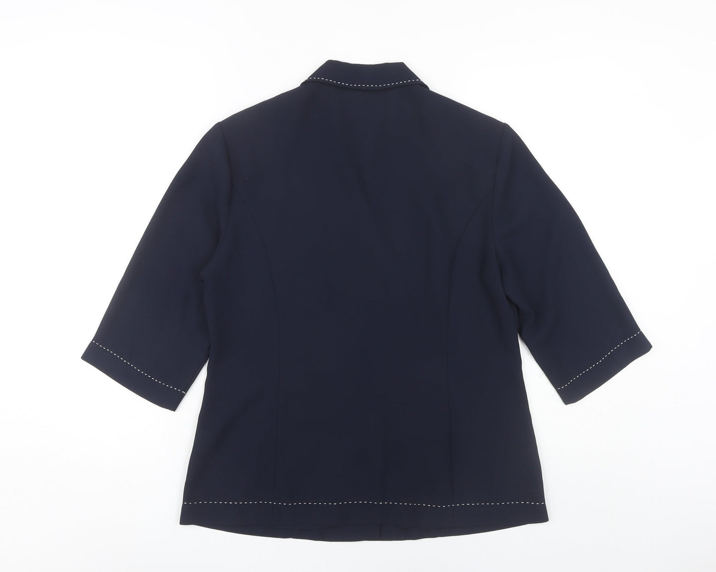 Eastex Women's Navy Blue Size 10 Button-Up 3/4 Sleeve Top
