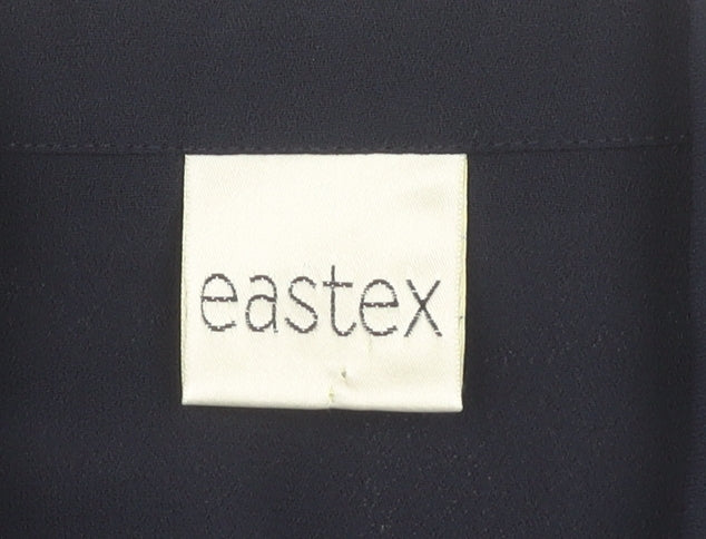 Eastex Women's Navy Blue Size 10 Button-Up 3/4 Sleeve Top