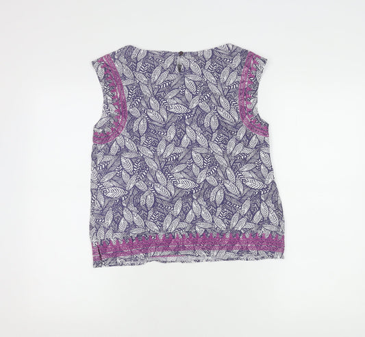 White Stuff Womens Multicoloured Leaf Print Sleeveless Blouse Size 8