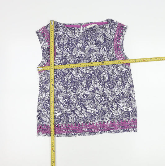 White Stuff Womens Multicoloured Leaf Print Sleeveless Blouse Size 8