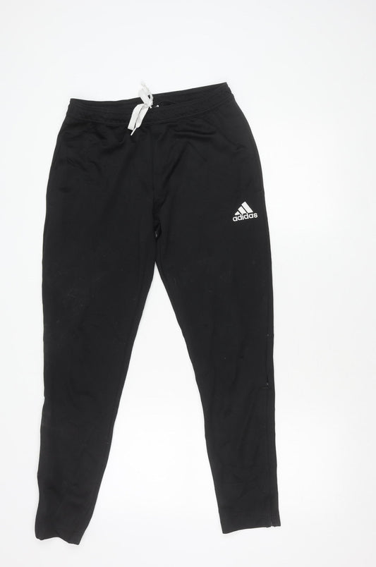 Adidas Men's Black M Slim Fit Tapered Track Pants Polyester Blend