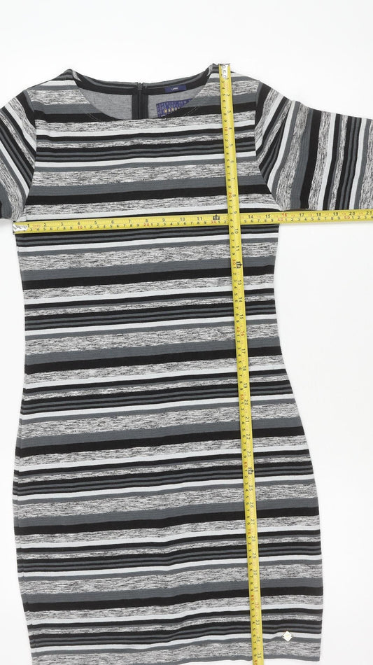 Superdry Women’s Multicoloured Stripe Bodycon Dress Size 14 Knee Length