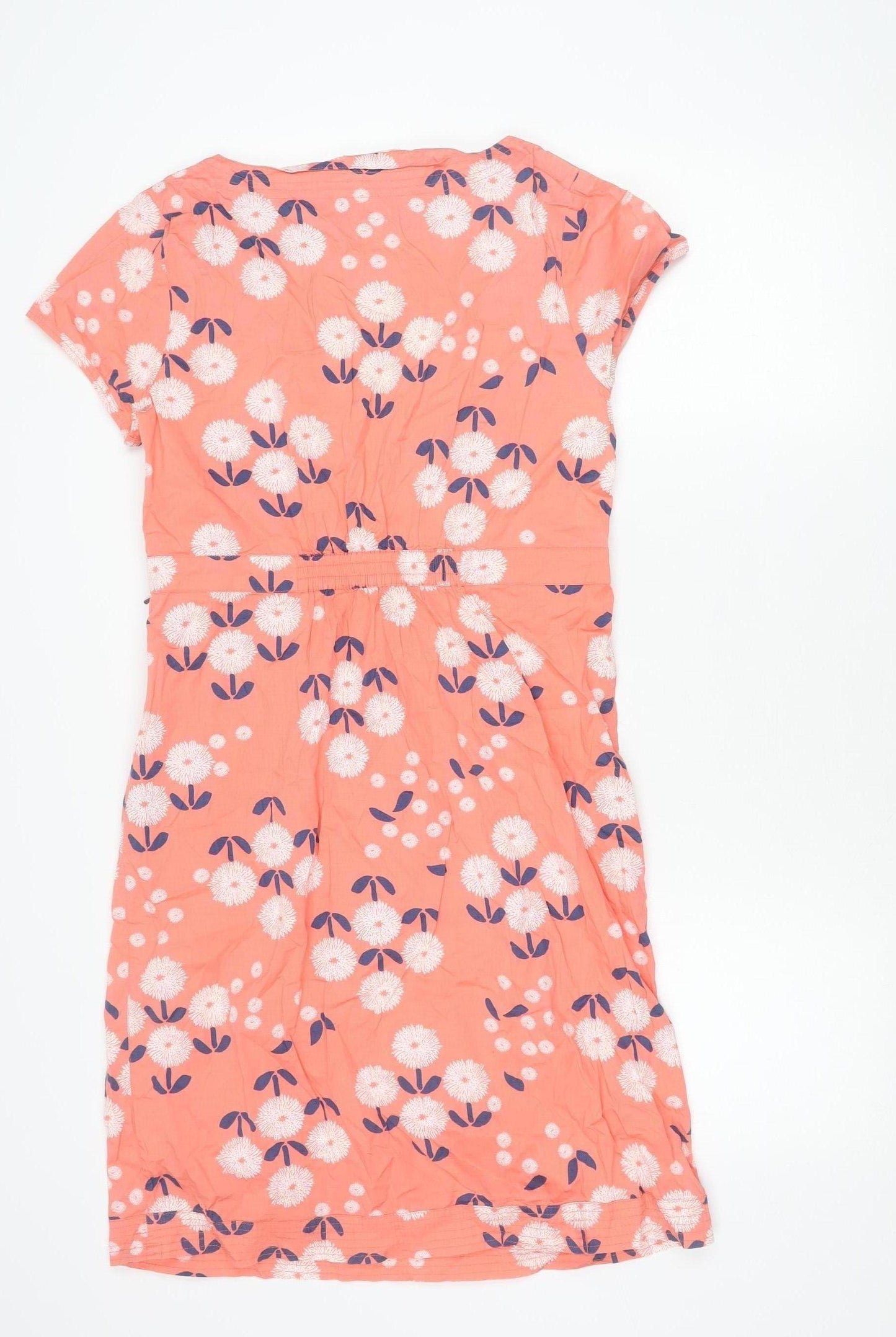 White Stuff Women's Pink Floral Shift Dress Size 12 Knee Length Cotton