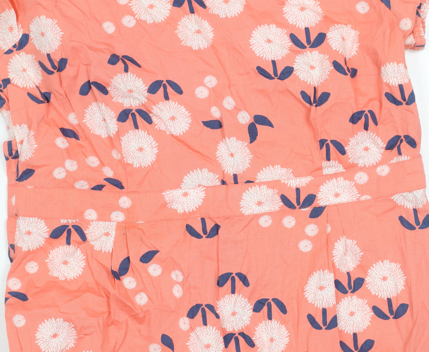 White Stuff Women's Pink Floral Shift Dress Size 12 Knee Length Cotton