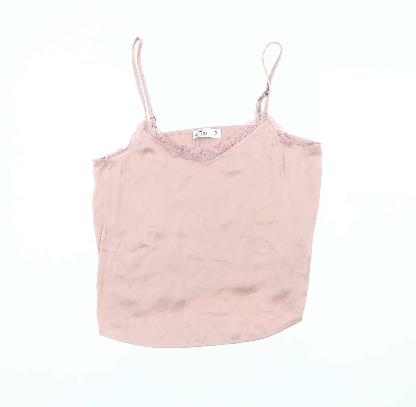 Hollister Women’s Pink Lace Trim Camisole Tank Top Size M