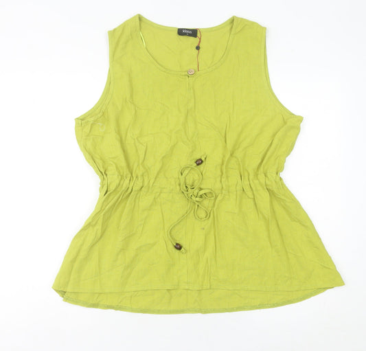 Klass Women’s Green Linen Blend Sleeveless Tunic Blouse XL