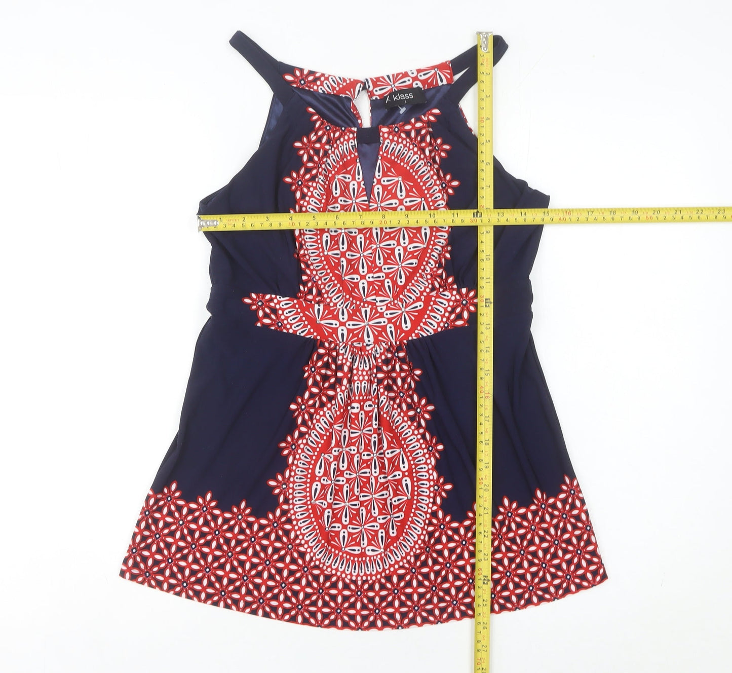 Klass Women’s Blue Aztec Halter Camisole Tank Top Size S