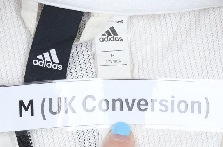 Adidas Men’s Ivory M Windbreaker Jacket Hooded Lightweight Activewear