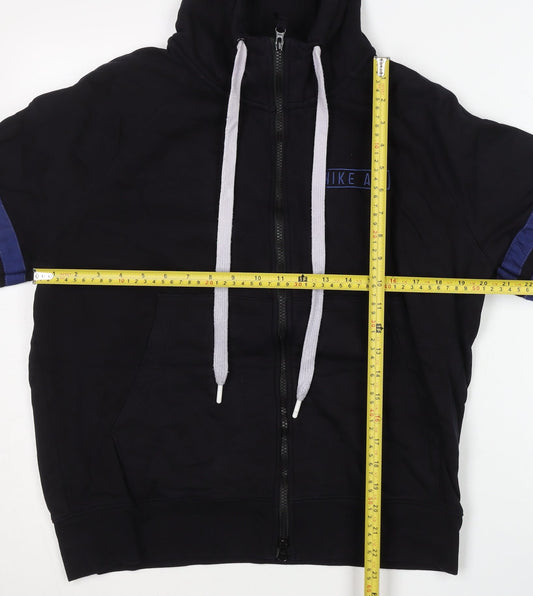 Nike Men’s Black Full Zip Hoodie M Logo Knit Cotton Blend