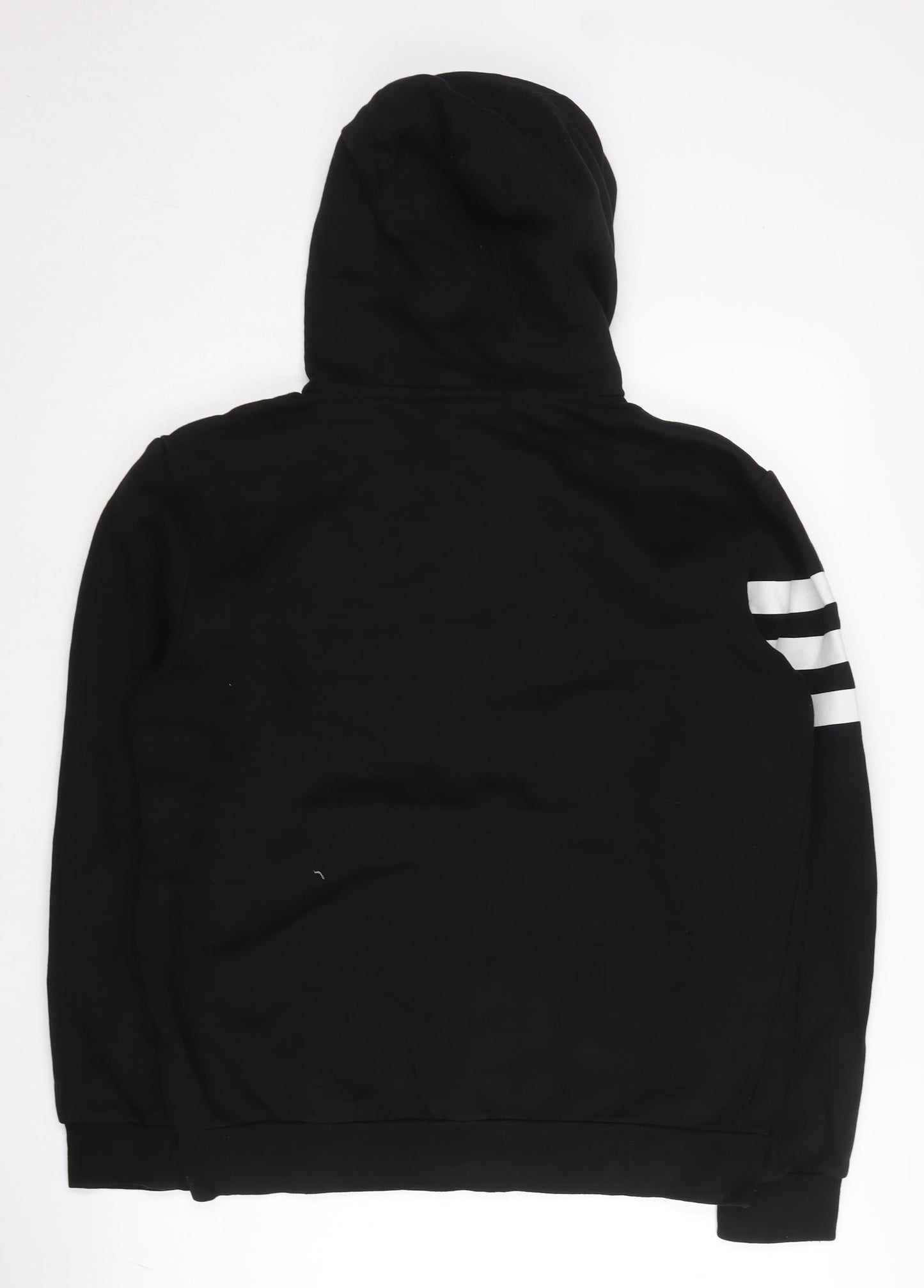 Adidas Men’s Black Full Zip Hoodie L Sports Graphic Cotton Blend