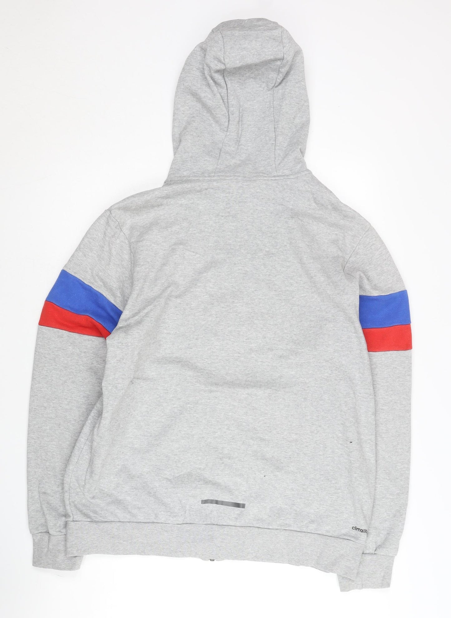 Adidas Men’s Grey Full Zip Hoodie Size L Sports Jersey Cotton Blend
