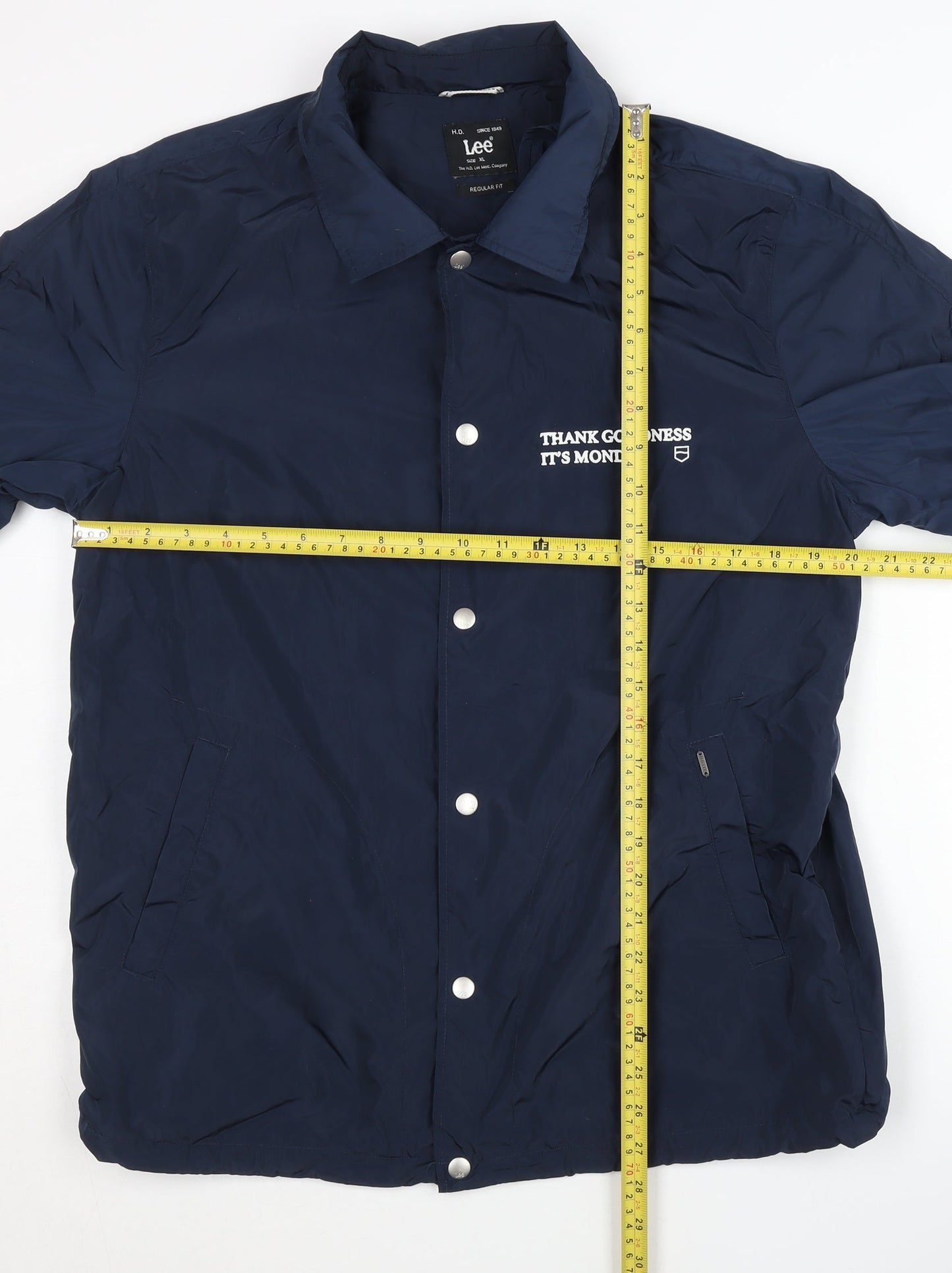 Lee Unisex Blue XL Regular Fit Basic Jacket with Logo