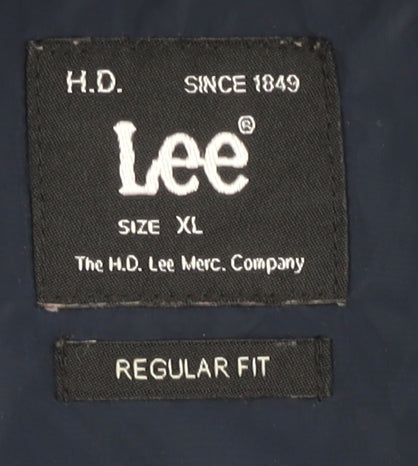 Lee Unisex Blue XL Regular Fit Basic Jacket with Logo