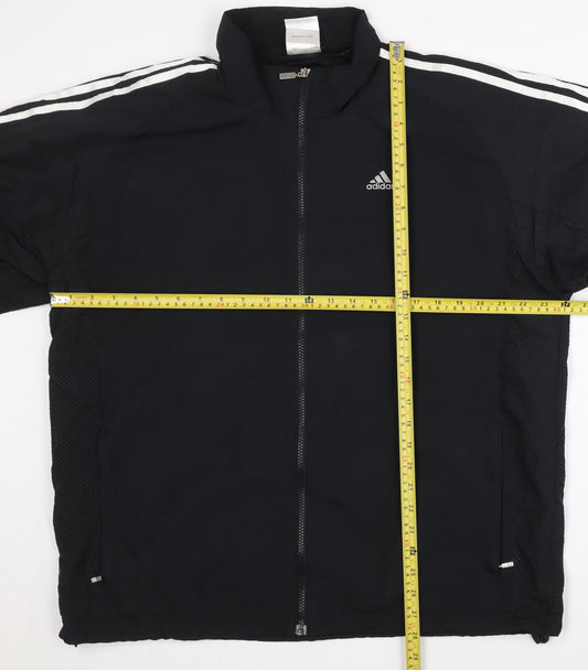 Adidas Men's Black L Track Jacket Full Zip Sports Mid-Length