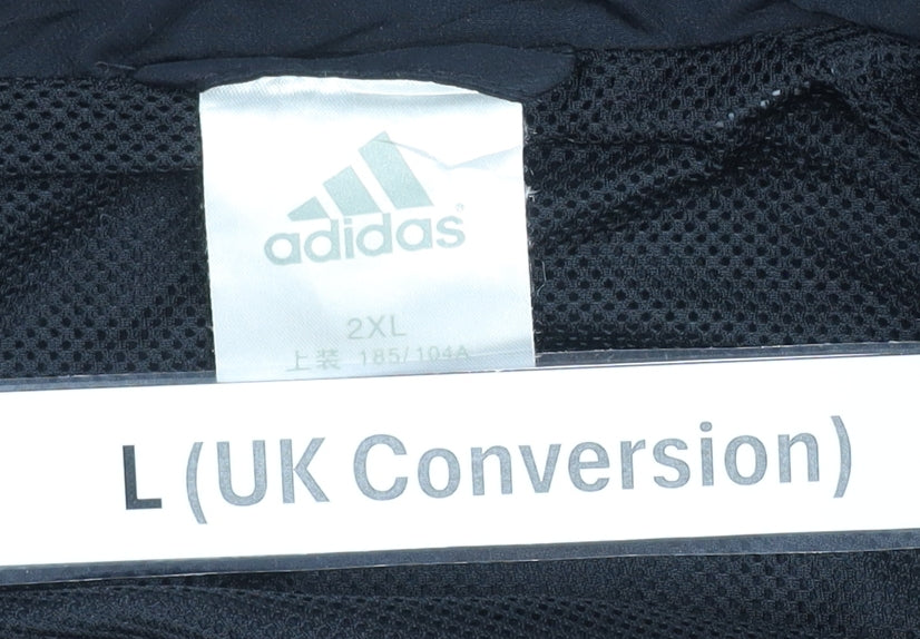 Adidas Men's Black L Track Jacket Full Zip Sports Mid-Length
