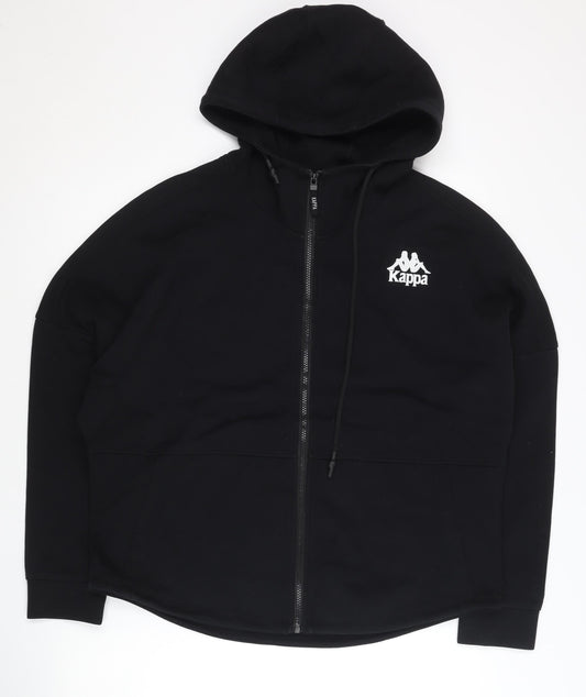 Kappa Women's Black Full Zip Hoodie UK 16 Sports Logo Autumn Winter