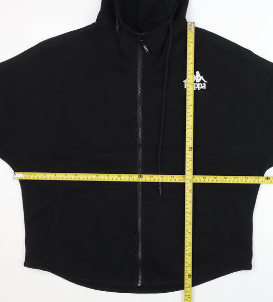 Kappa Women's Black Full Zip Hoodie UK 16 Sports Logo Autumn Winter