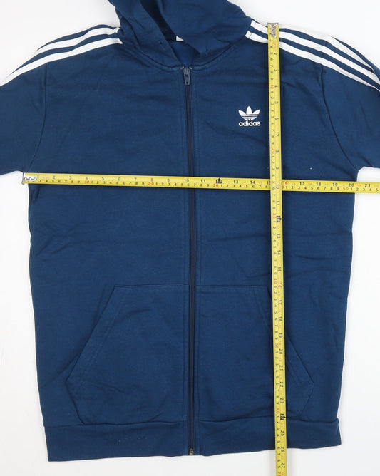 Adidas Men’s Blue Full Zip Hoodie M Regular Fit Long Sleeve