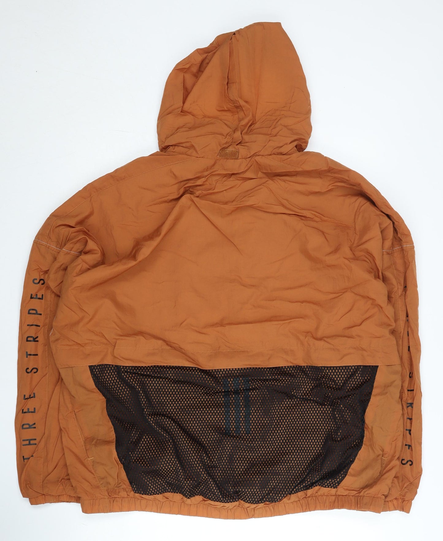 Adidas Men's Brown L Windbreaker Jacket Hooded Lightweight Activewear