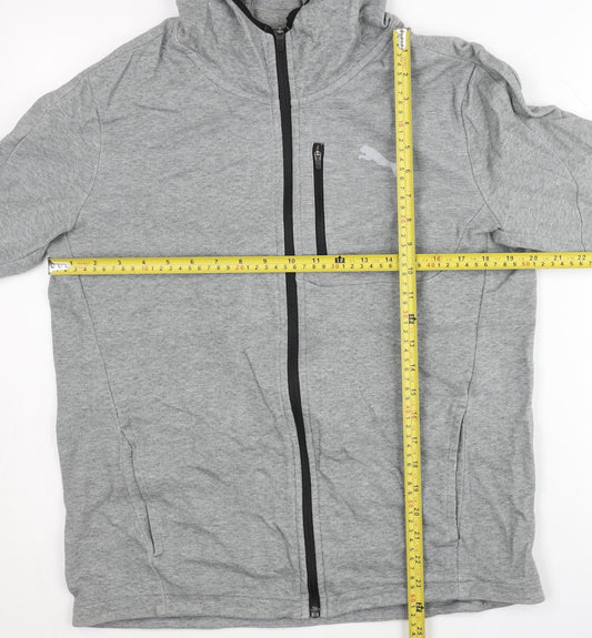 Puma Men's Grey Full Zip Hoodie L Regular Fit Lightweight