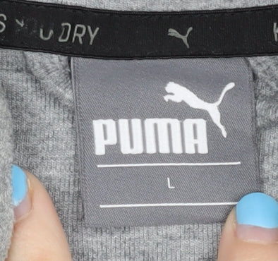 Puma Men's Grey Full Zip Hoodie L Regular Fit Lightweight