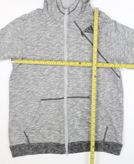 Adidas Men's Grey Full Zip Hoodie L Regular Fit Sports Knit