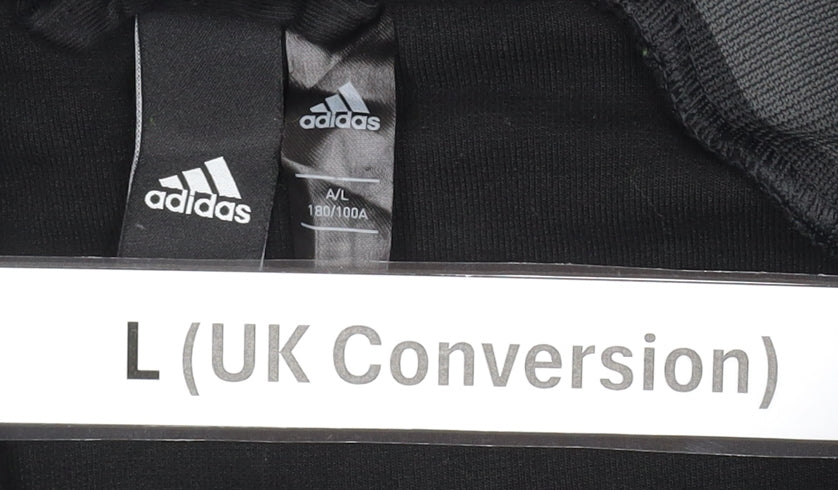 Adidas Men's Black Full Zip Hoodie L Regular Fit Knit Sportswear